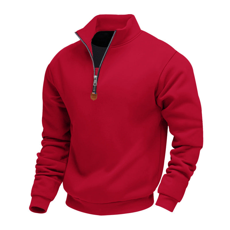 Men's Sporty Half-Zip Stand-Up Collar Jumper