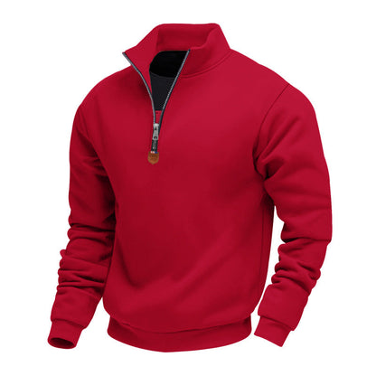 Men's Sporty Half-Zip Stand-Up Collar Jumper
