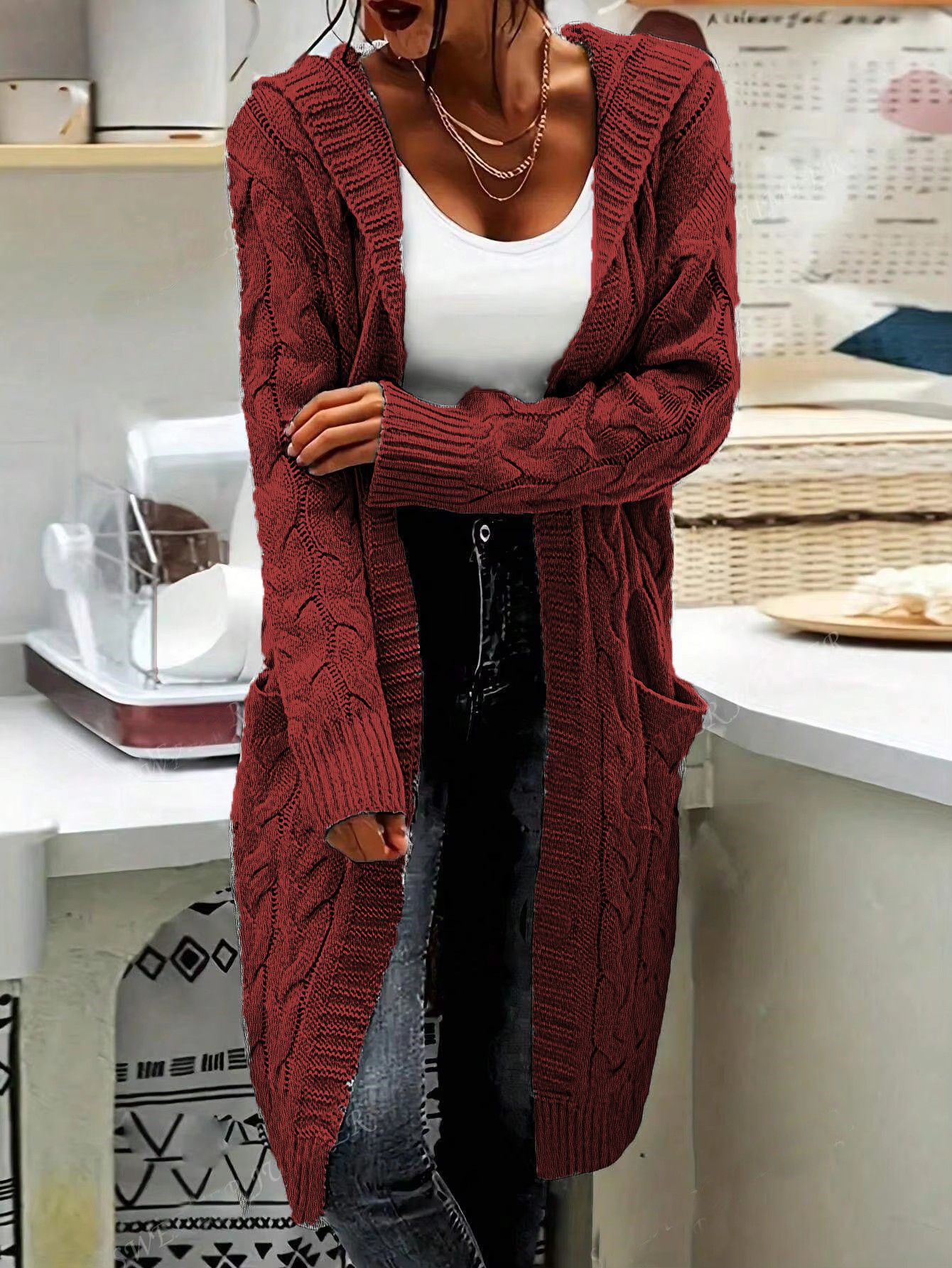 Women's Cardigan Casual Long Large Pockets