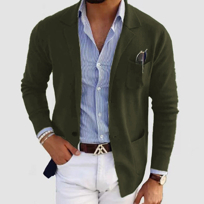 Men's Knitted Blazer Elegant With Practical Pockets