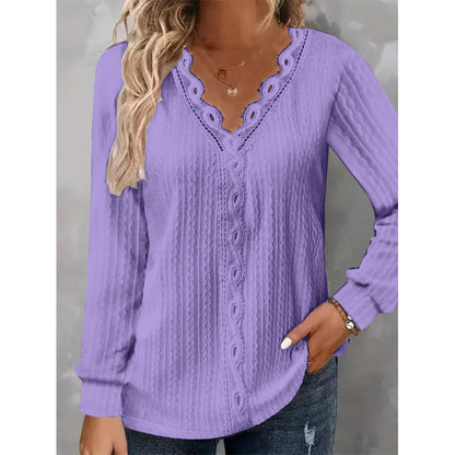 Women's Blouse Elegant Lace Floral Print Long Sleeve