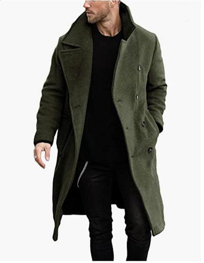 Men's Wool Coat Modern Double Lapel Style