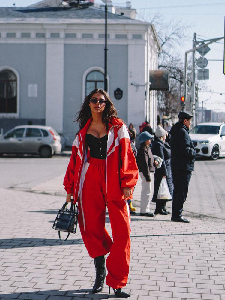 Women's Tracksuit Set Hooded Stripe Design