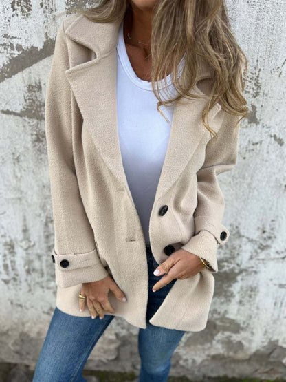 Women's Classic Wool Blazer Lapel Collar