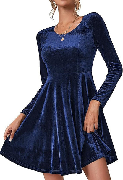 Women's Luxury Velvet Dress Elegant Long Sleeve