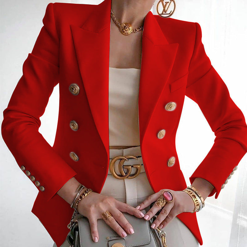 Women's Blazer Elegant Gold Buttons Business Suit