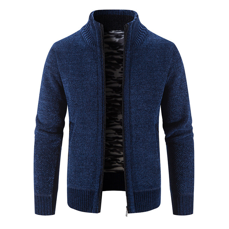 Men's Cardigan High Collar Practical Zipper Pockets