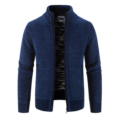 Men's Cardigan High Collar Practical Zipper Pockets