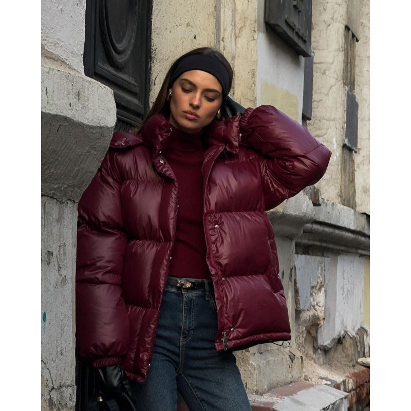 Women's Quilted Jacket Shiny Metallic Style