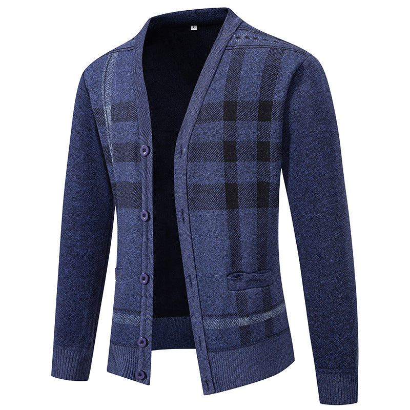 Men's Cardigan Check Pattern Elegant Design