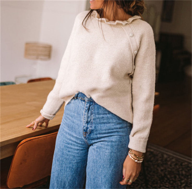 Women's Scarf Dress Wool Blend Relaxed Fit Ruffle Detail