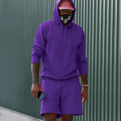 Men's Sportswear Set Sweat Hoodie Shorts Comfort