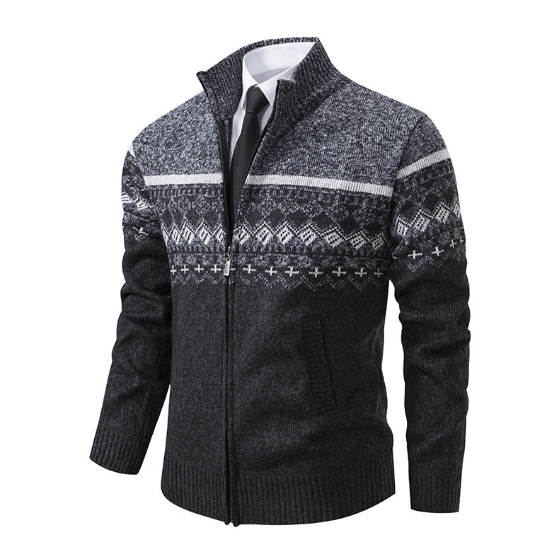 Herren Strickjacke Modern Hochkragen Design