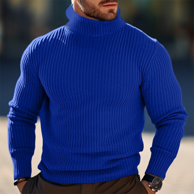 Men's Sweater Knit Modern Stand-Up Collar Design