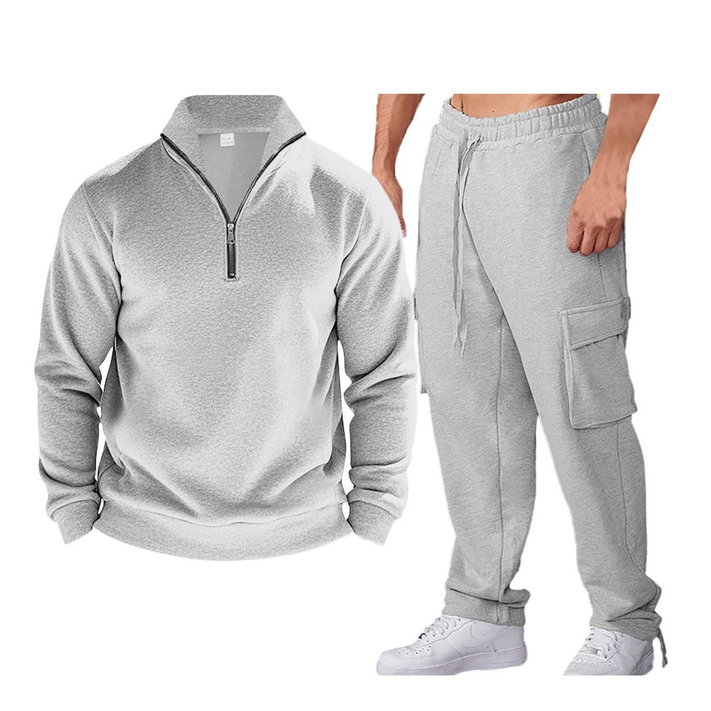 Men's Sports Tracksuit Practical Zip Collar Side Pockets