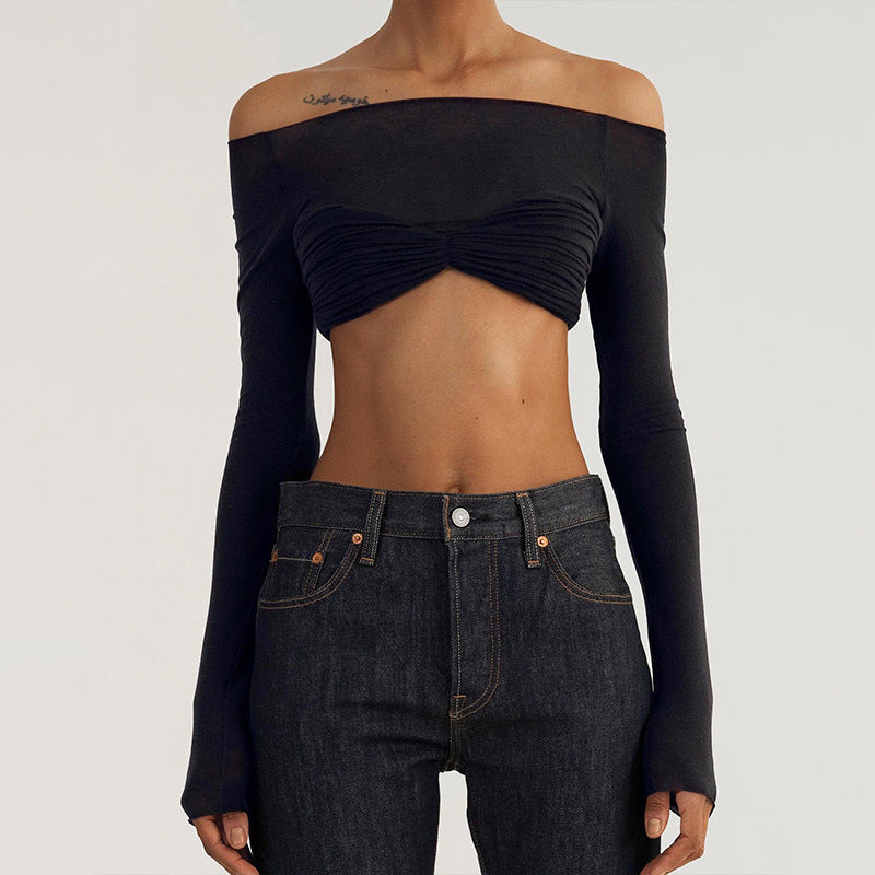 Women's Off-Shoulder Top Ruched Trendy Summer Top