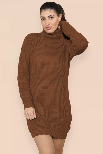 Women's Knitted High-Neck Elegant Dress