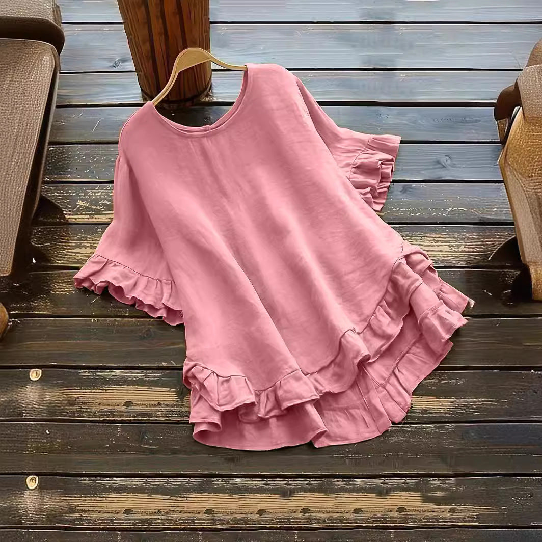 Women's Top Casual Ruffle Detail Loose Fit