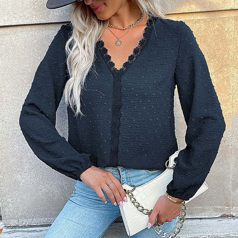 Ladies' Blouse Romantic Lace Elegant