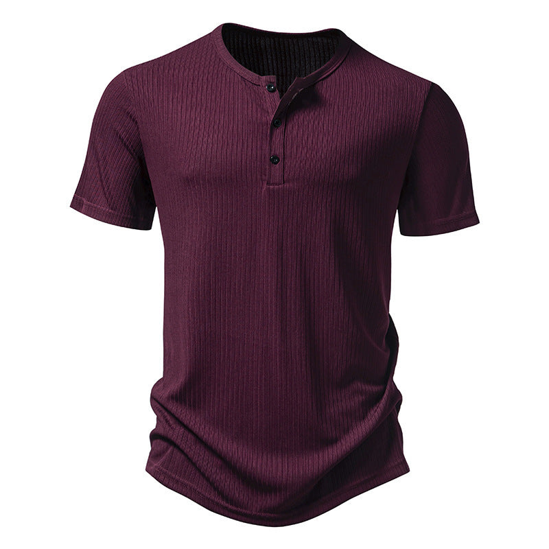 Men's Short Sleeve Shirt Modern Textured Button Details