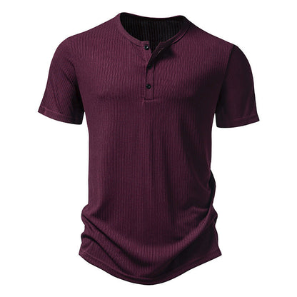 Men's Short Sleeve Shirt Modern Textured Button Details