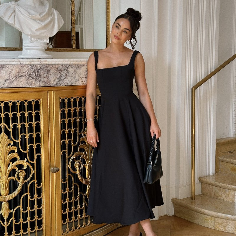 Women's Maxi Dress Elegant A-Line Square Neck