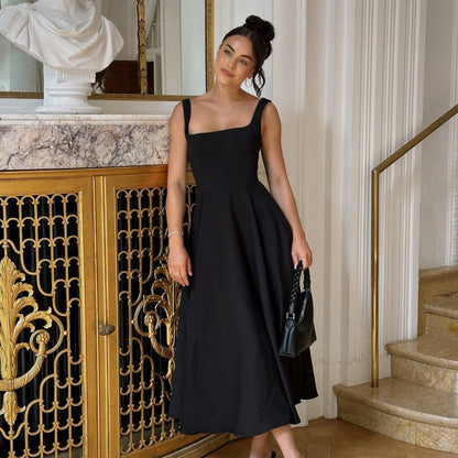 Women's Maxi Dress Elegant A-Line Square Neck
