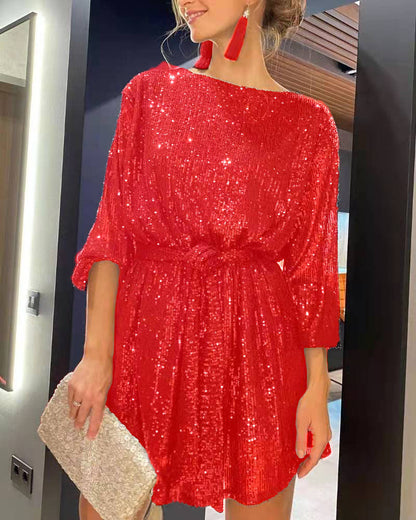 Women's Party Dress Glitter Lurex Elegant Lace-Up