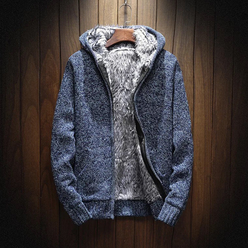Men's Hooded Jacket Soft Fleece Warm Insulated