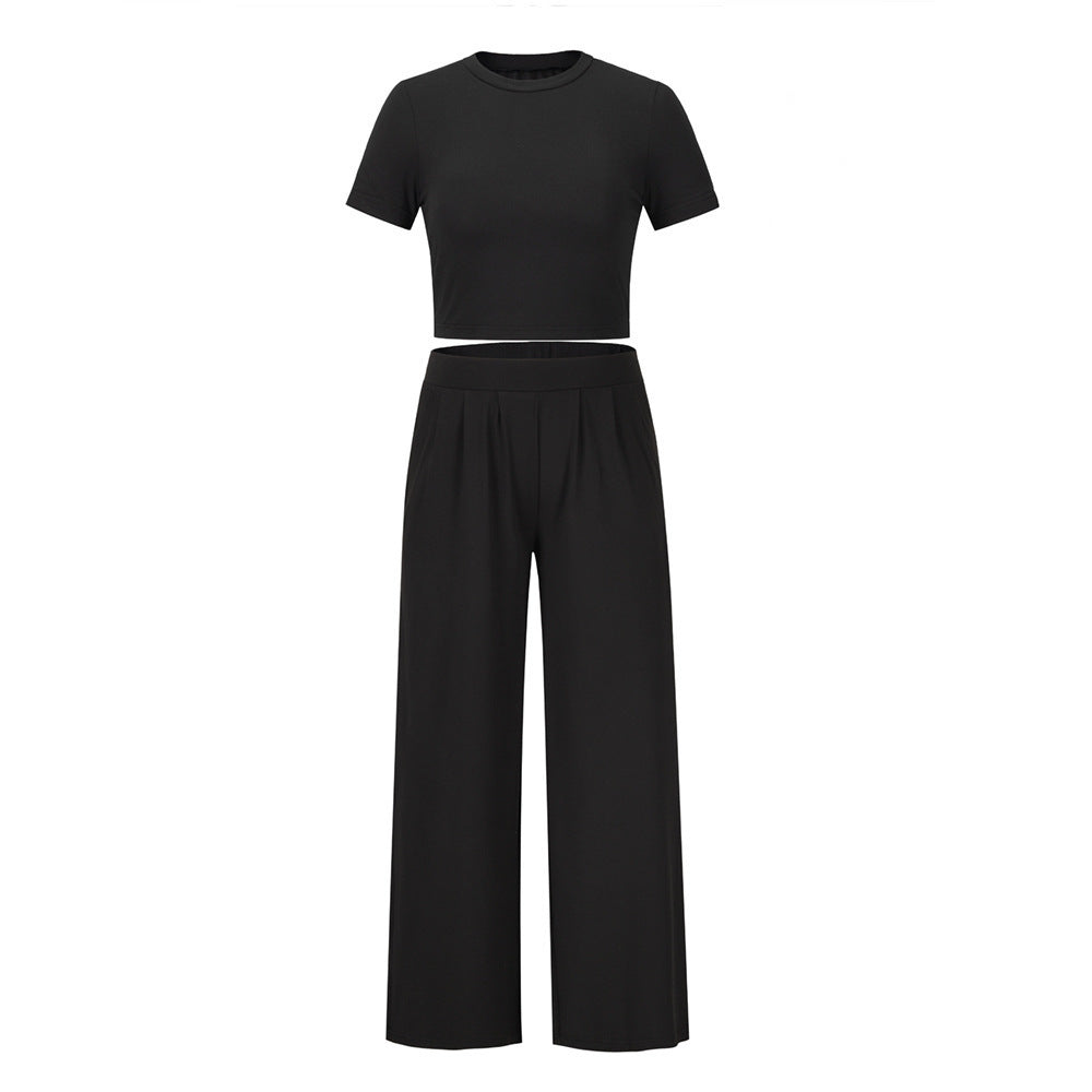 Damen Bequemes Sommer-Top mit weitem Hosen-Set