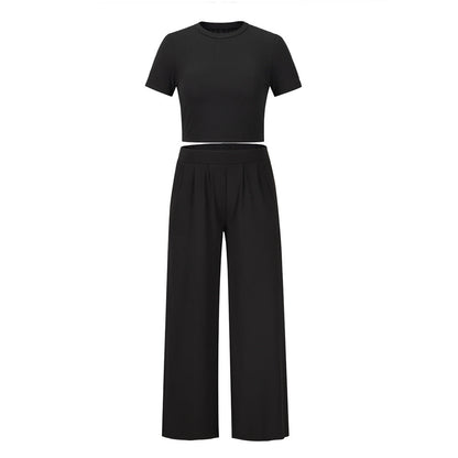 Damen Bequemes Sommer-Top mit weitem Hosen-Set