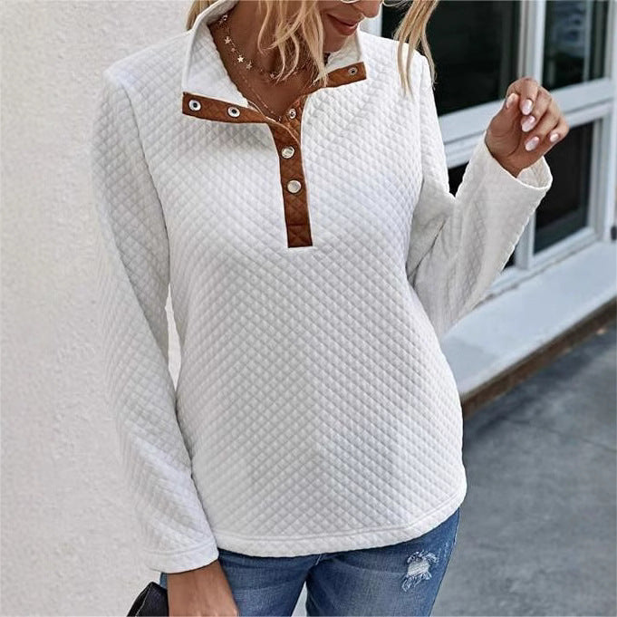 Damen Pullover Steppjacke Kontrastkragen Elegantes Design - IdealeKleiden