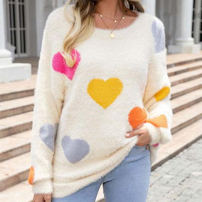 Women's Sweater with Heart Pattern