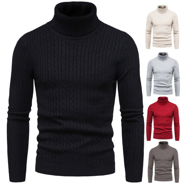 Herren Pullover Rollkragen Zopf Muster Elegante Mode - IdealeKleiden