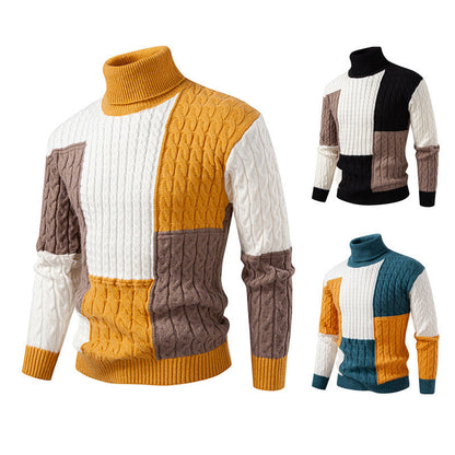 Herren Pullover Rollkragen Modern Strick Design - IdealeKleiden