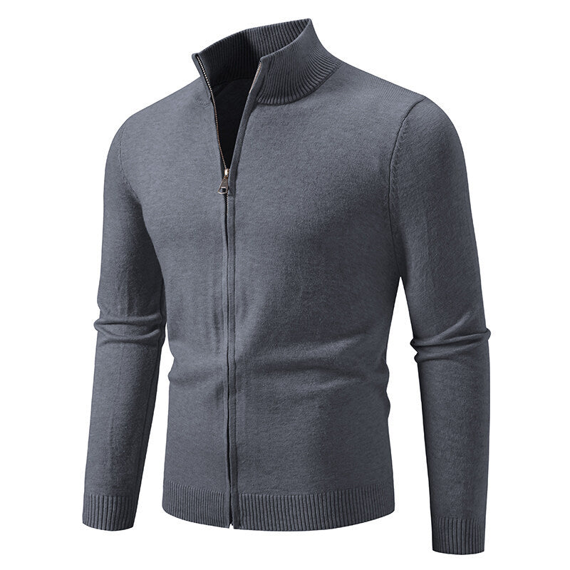 Herren Strickjacke Modern Stehkragen Funktionsverschluss