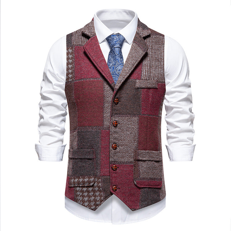 Men's Vest Modern Patchwork Design Practical