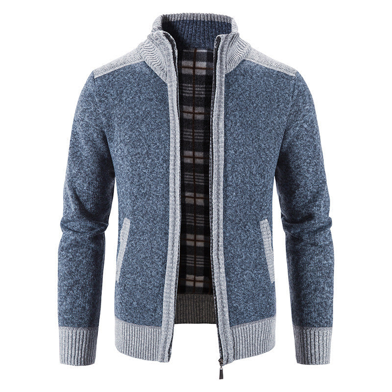 Men's Cardigan Modern Stand-up Collar Textured Look