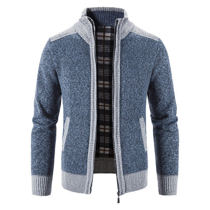 Men's Cardigan Modern Stand-up Collar Textured Look