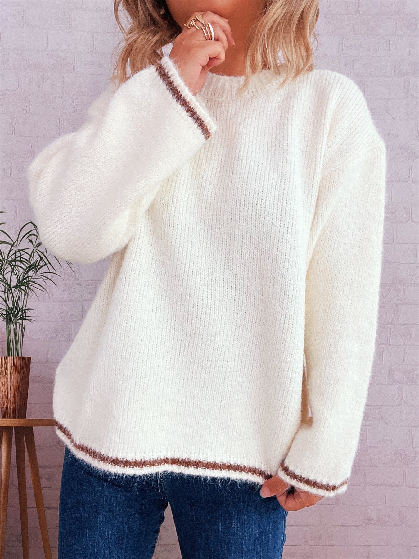Women's Casual Color Block Comfy Pullover