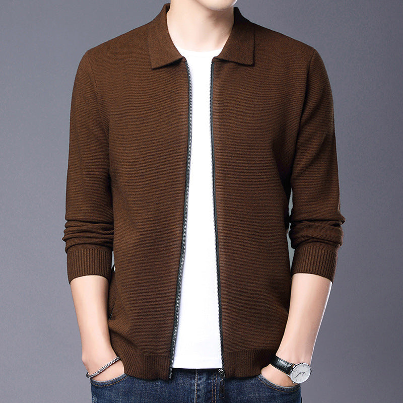 Elegant Wool Cardigan Slim Fit Zipper