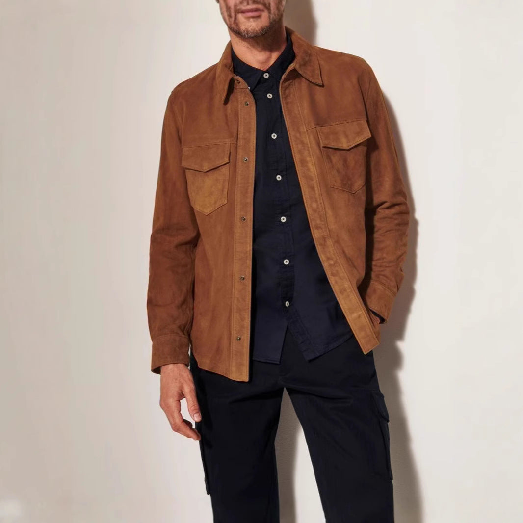 Herren Lederjacke Klassisch Elegant Wildleder - IdealeKleiden