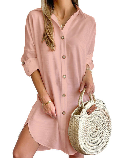 Women's Blouse Dress Elegant Button Details