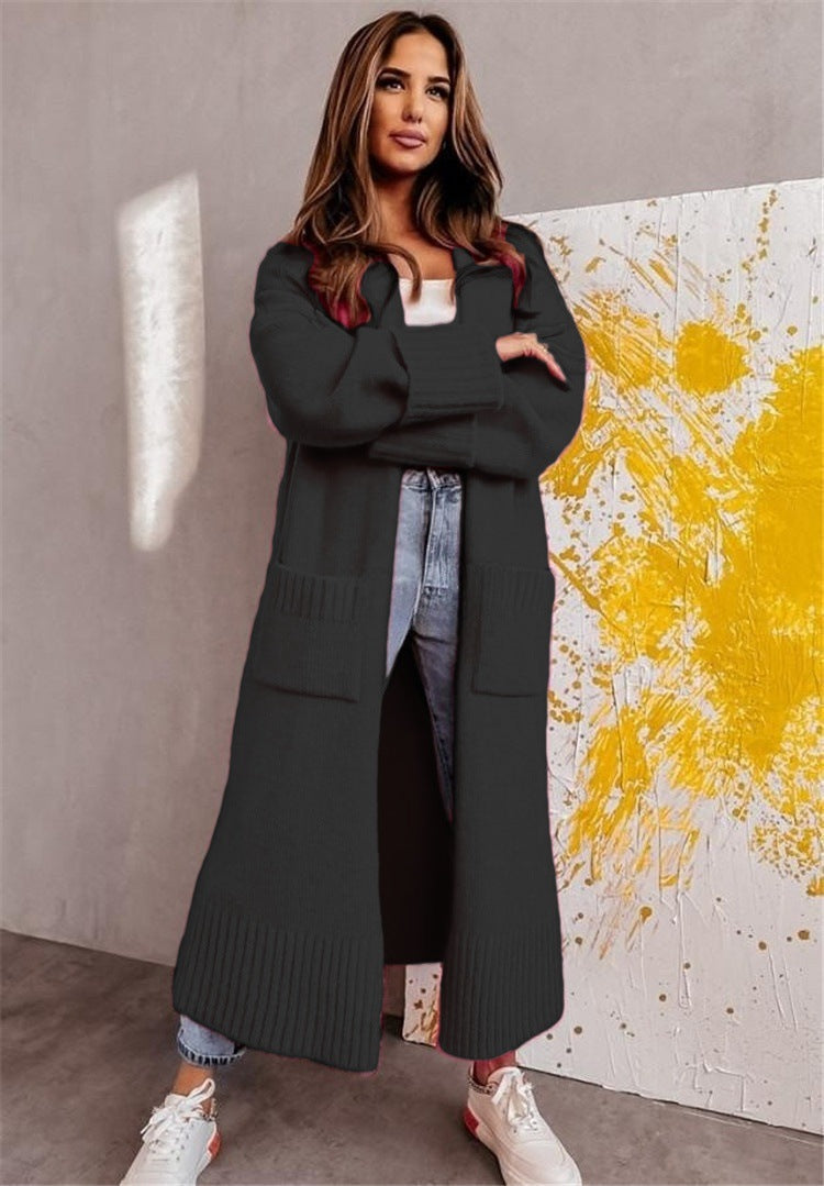 Longline Open-Front Cardigan with Pockets
