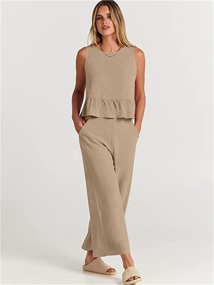 Women's Two-Piece Set Elegant Ruffle Detail