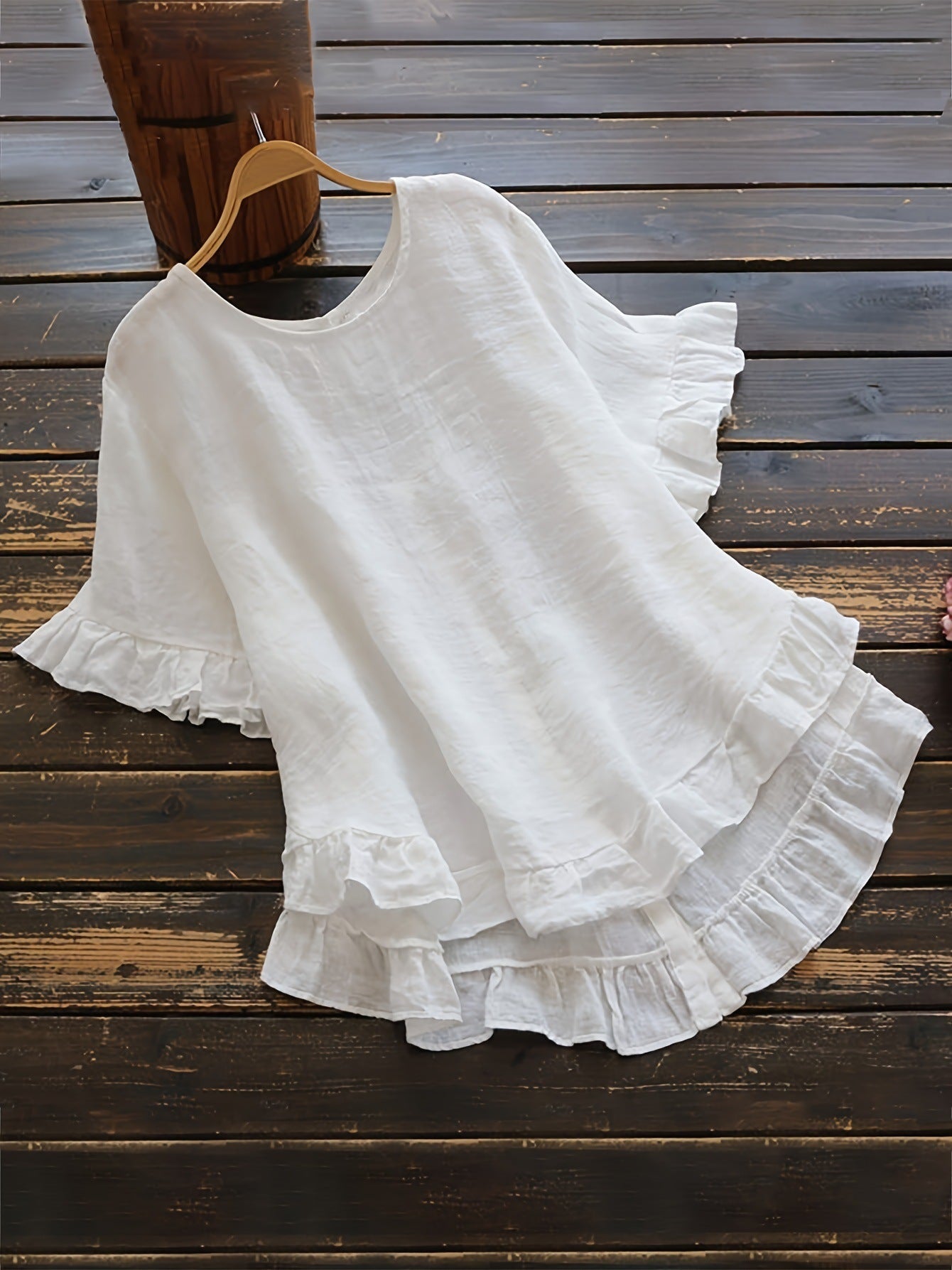 Women's Top Casual Ruffle Detail Loose Fit