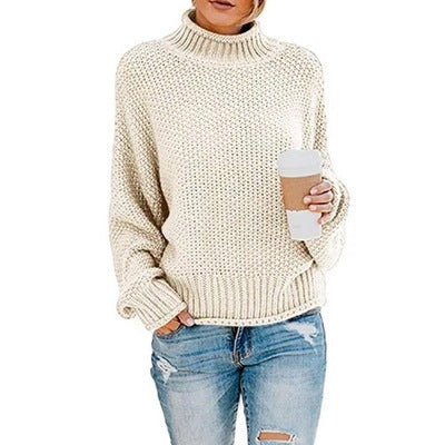 Women's Sweater Chunky Knit Stand-up Collar Oversized Sleeves