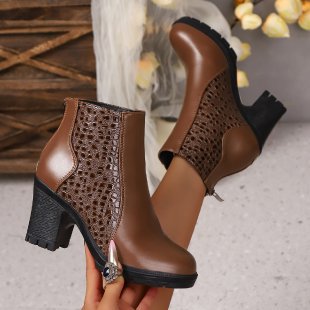 Women's Ankle Boots High Heel Elegant Leather Look