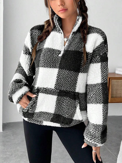 Women's Warm Fleece Jacket with Zipper and Pockets