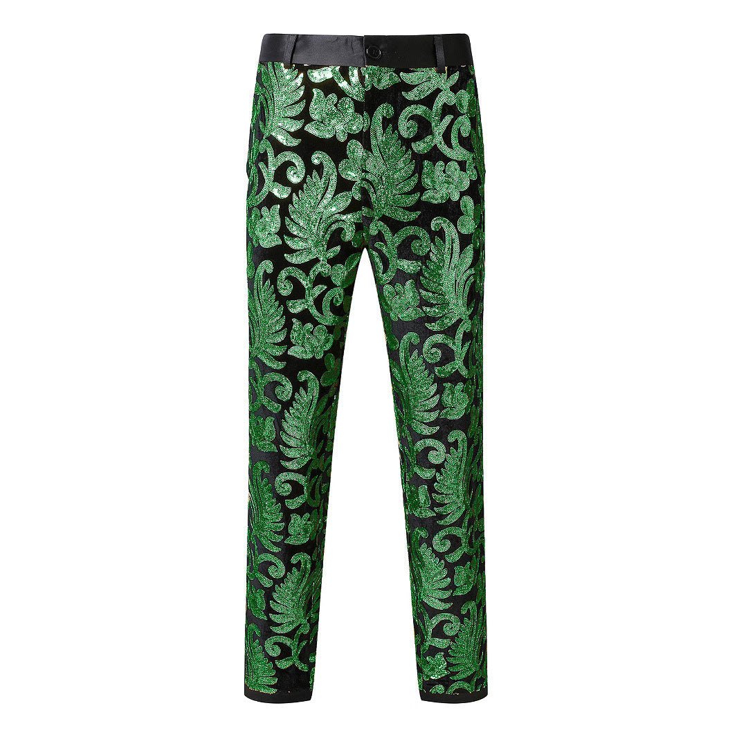 Men's Wedding Trousers Glitter Effect Floral Design